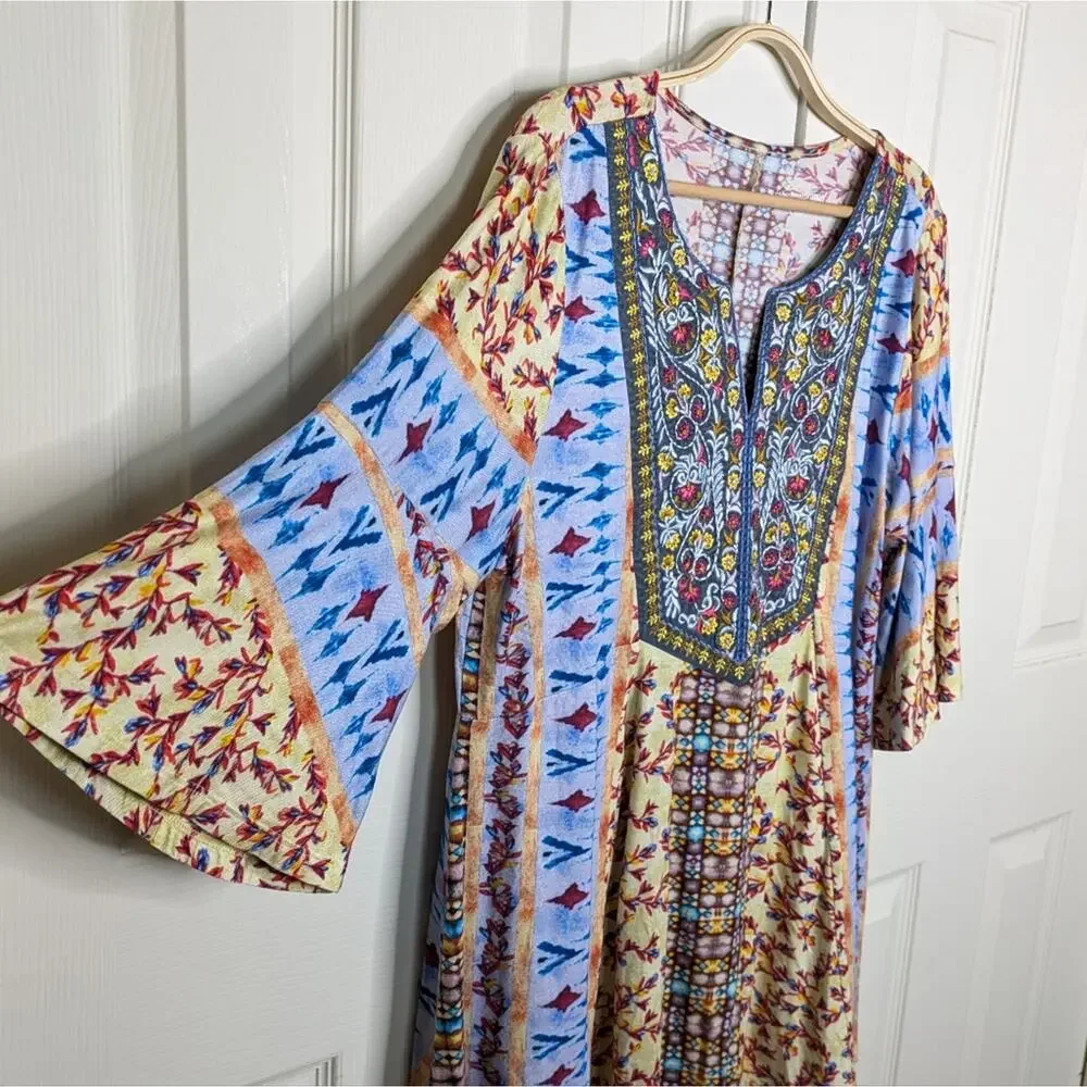 Soft Surroundings Fifi Tunic Top XL Embroidered Mixed Print Bell Sleeve Floral - Picture 5 of 13